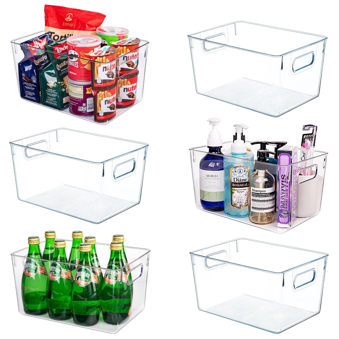 Joymeezo 6 Pack Clear Plastic Storage Bins, Kitchen&Pantry Organizer Large
