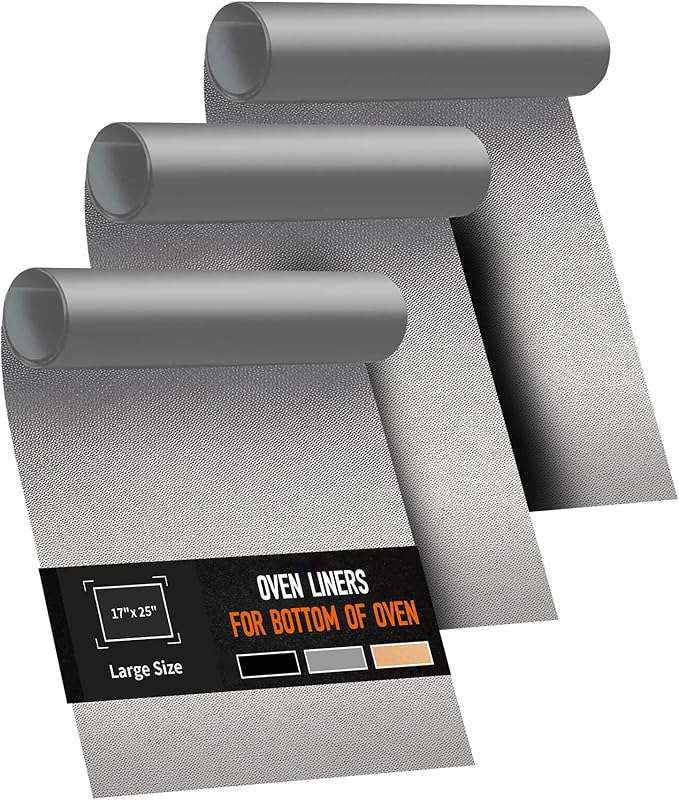 3 Pack Oven Liners for Bottom of Oven, 17x25" Large Heavy Duty Non-Stick Reusable Oven Mat for Electric, Gas, Toaster & Convection Ovens - BPA & PFOA Free, Dishwasher Safe, Kitchen Essentials, Copper