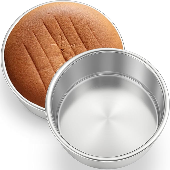 Leonyo Stainless Steel Round 8 Inch Cake Pans For Baking, 2 Pack
