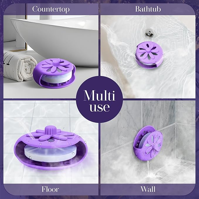 SHARLOVY Purple Shower Steamers Tray, Big Suction Cup Shower Steamer Tablet Holder Dish for Long Lasting Use, Flake Bath Bombs Container, Adornment Household Supply Car Decoration Yoga Decor