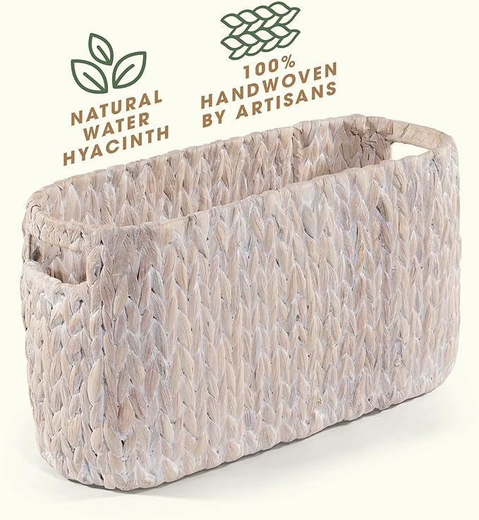 Toilet Paper Storage Basket, Toilet Paper Holder with Storage for Up to 8 Rolls, Rattan Bathroom Accessories