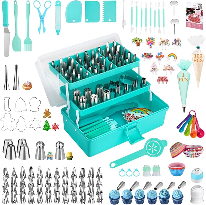 Cake Decorating Tools Supplies Kit: 164pcs Baking Accessories, Dessert Piping Syringe and Icing Tips Set - Puffs Cupcake Frosting Piping Bakery Set for Adults Beginners or Professional, Pink