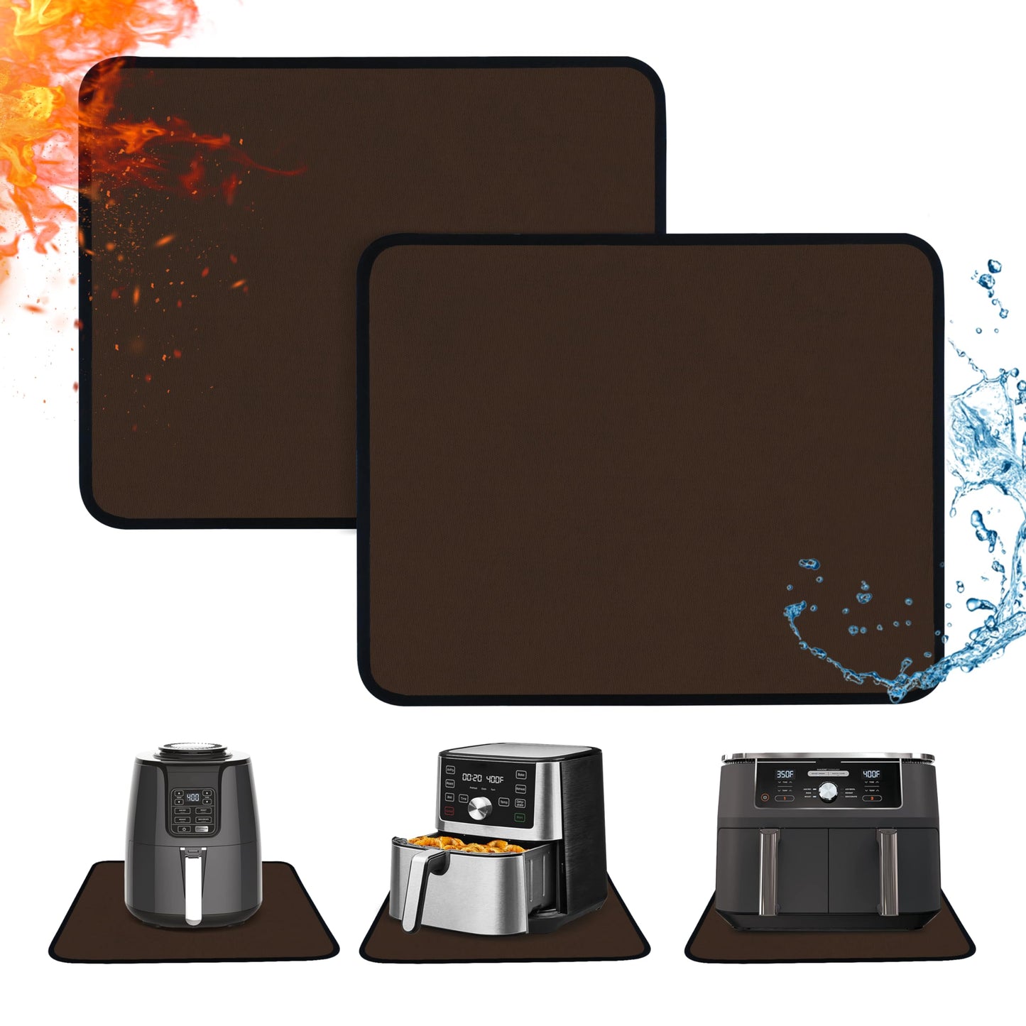 Amerbro 2 PCS Heat Resistant Mats for Countertop Air Fryer, 18x15in, Black