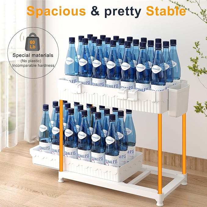 3 Pack Under Sink Organizers, 2-Tier Multi-Use Kitchen and Bathroom Organizers and Storage with Sliding Drawers，Bathroom Cabinet Organizer (White, 14.8 Inch)