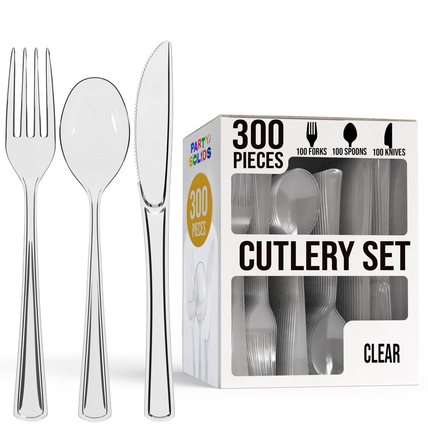 Party Solids Dark Blue Plastic Silverware 300 Pcs Dark Blue Cutlery Set