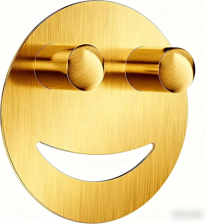 Stainless Steel Smiley Face Sponge Holder, Silver Sink Caddy Organizer Storage with Suction Cup for Kitchen, Kitchen Accessories Decor Scrubber-Gold