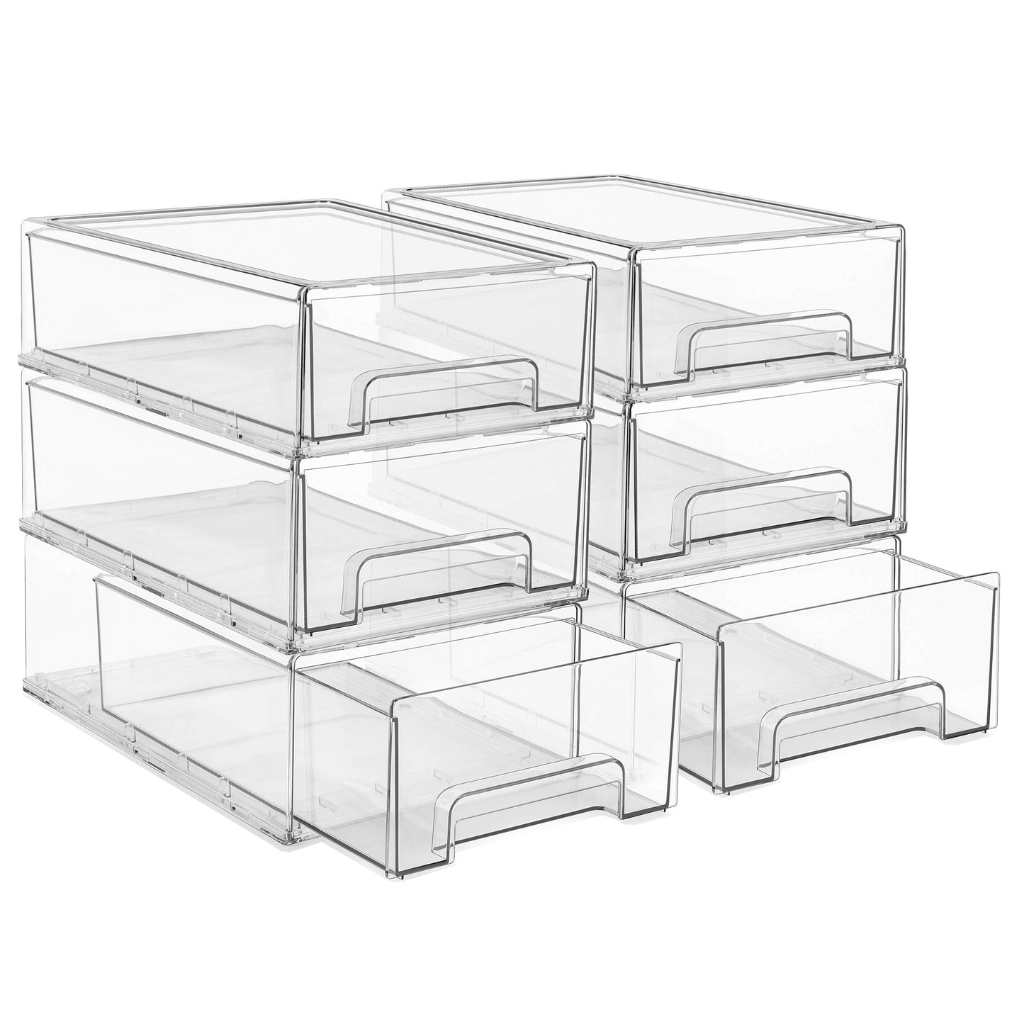 Sorbus Clear Stackable Storage Drawers for Refrigerator (Medium, 4 Pack)