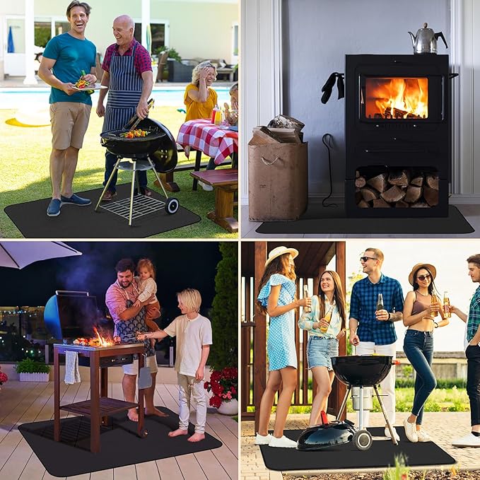 Himake 60×42 Inch Grill Mats for Outdoor Grill, Hearth Rugs for Fireplaces Fireproof, Gas and BBQ Grill Oil-Proof Water-Proof Protector for Decks, Patios，Grassand Indoor Grill