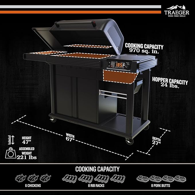 Traeger Woodridge Elite Wood Pellet Grill & Smoker, 970 Sq In, WiFi