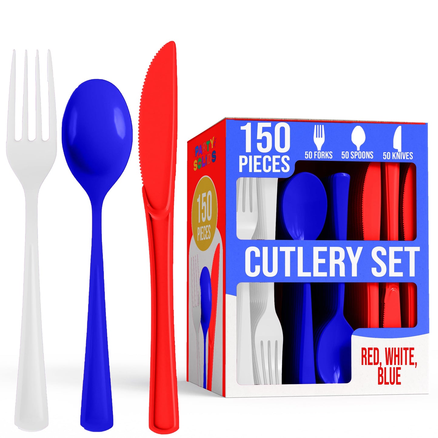 Party Solids Red Plastic Silverware 150 Pcs Red Cutlery Set