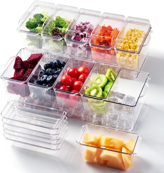 Chilled Garnish Tray with 5 Small Removable Containers and Compartments