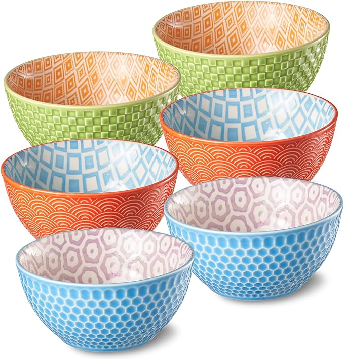 12 Oz Dessert Bowls Set of 6, 4.8" Small Porcelain Ice Cream Bowls Set