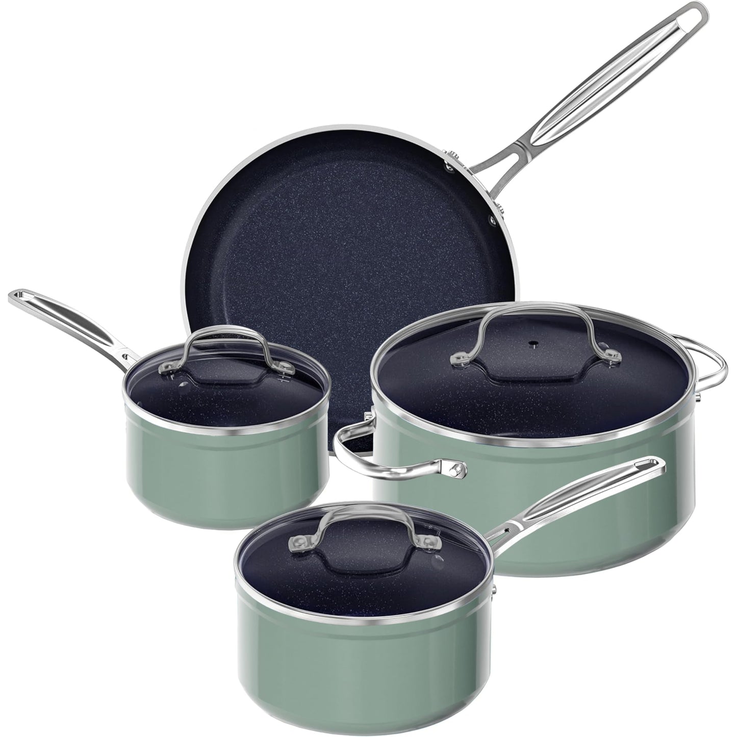Nuwave 9pc Cookware Set Healthy Duralon Blue Ceramic Nonstick Coated
