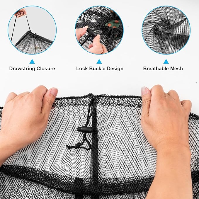 2 Pack Large Mesh Laundry Bags, 24" x 36" Heavy Duty Strong Drawstring Dirty Clothes Bags with Soft Breathable Net, Machine Washable Laundry Bag for College, Dorm, Camp, Travel and Family Use(Black)