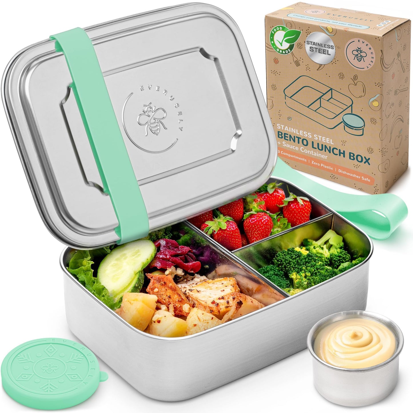 Stainless Steel Bento Box + Condiment Container - Lavender, 27oz / 0.8 L