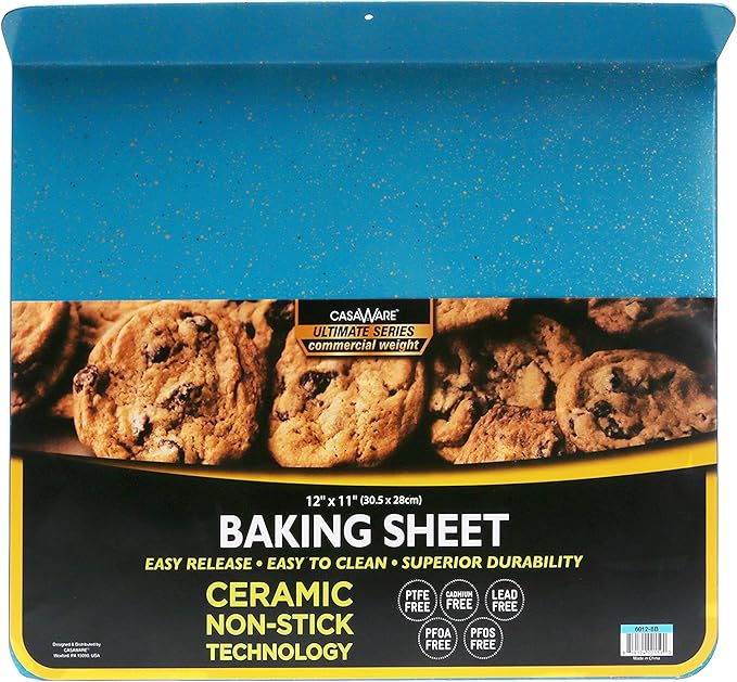 casaWare Toaster Oven 12 1/8 x 11-Inch (Exterior) 10-Inch (Interior) Baking Sheet with a 1.5-Inch Handle (Red Granite)