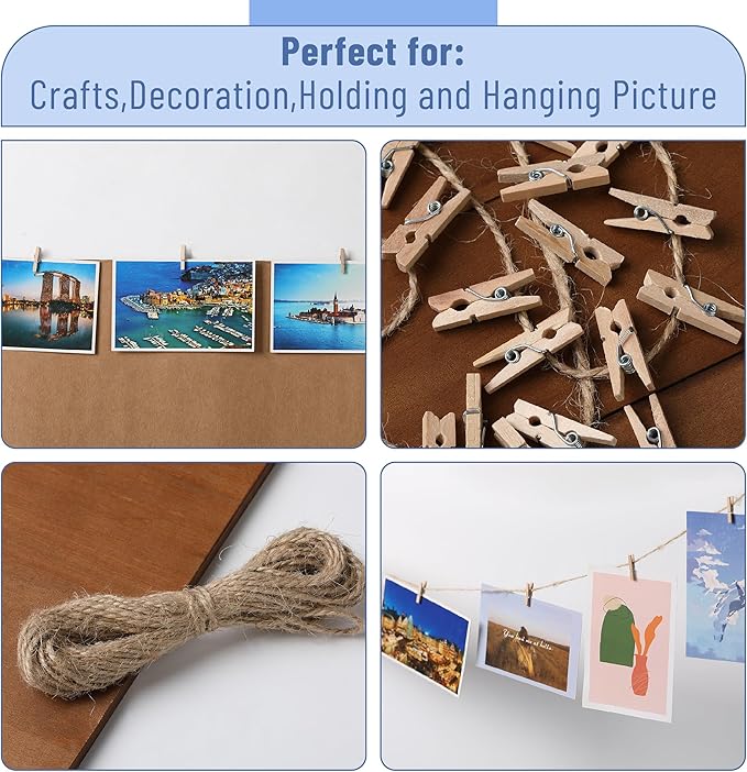 Mr. Pen- Wooden Clothes Pins for Craft, Natural Wood, 200 pcs, 1 Inch, Mini Clothes Pins for Hanging Pictures, Small Clothes Pins Wood, Clothing Pins, Mini Clothespins for Photos, Small Clothes Pin