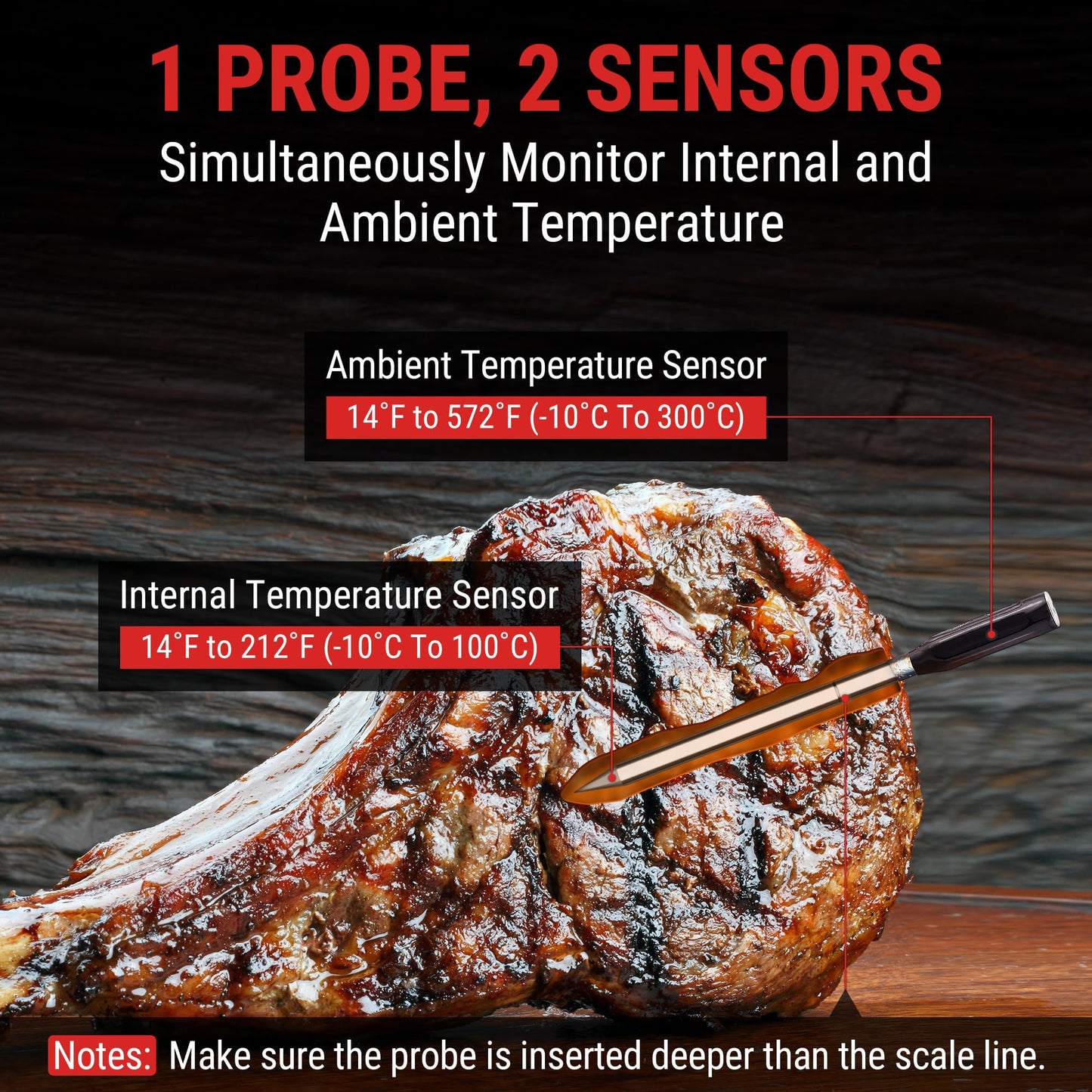 TempPro TempSpike 500 ft Wireless Meat Thermometer Digital for Cooking