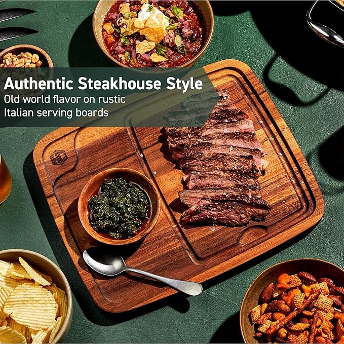 HexClad 4 Pc Bistecca Solid Wood Steak Plate Set