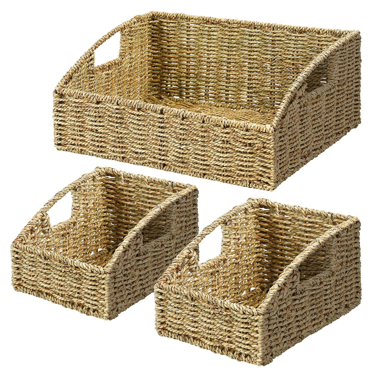Pantry Baskets for Organizing, Wicker Storage Basket Beige