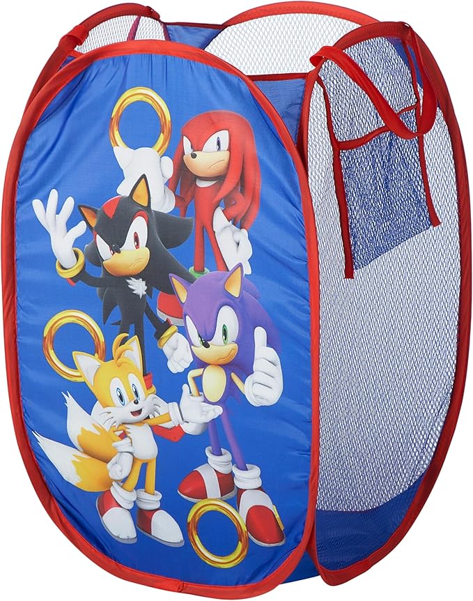 Sonic the Hedgehog Pop Up Hamper with Durable Carry Handles for Laundry, Nursery, Storage, 21'' H x 13.5'' W X 13.5'' L