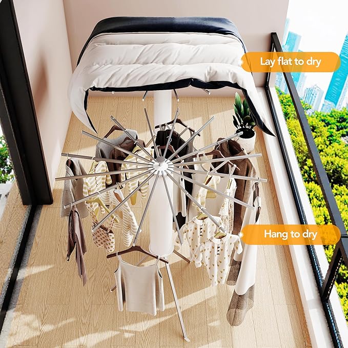 Clothes Drying Rack,Drying Rack Clothing,Laundry Drying Rack,Floor Standing,16 Aluminium Poles,Collapsible,Retractable,Foldable,Folding Laundry Rack