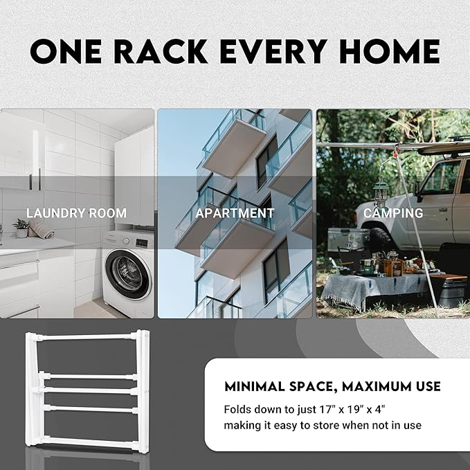 2026 Enhanced Clothes Drying Rack | Foldable Drying Rack Clothing for Laundry | Small Collapsible Portable Dryers for Laundry | Use for Indoor & Outdoor | White 37.5"x29"x12"