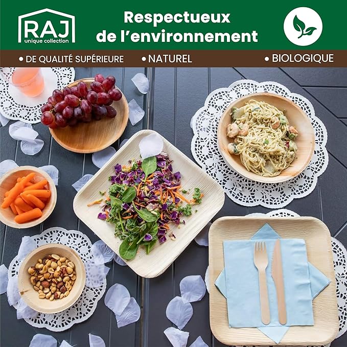 Raj Palm Leaf Disposable Heavy Duty 4" Square Bowls 25 Pack