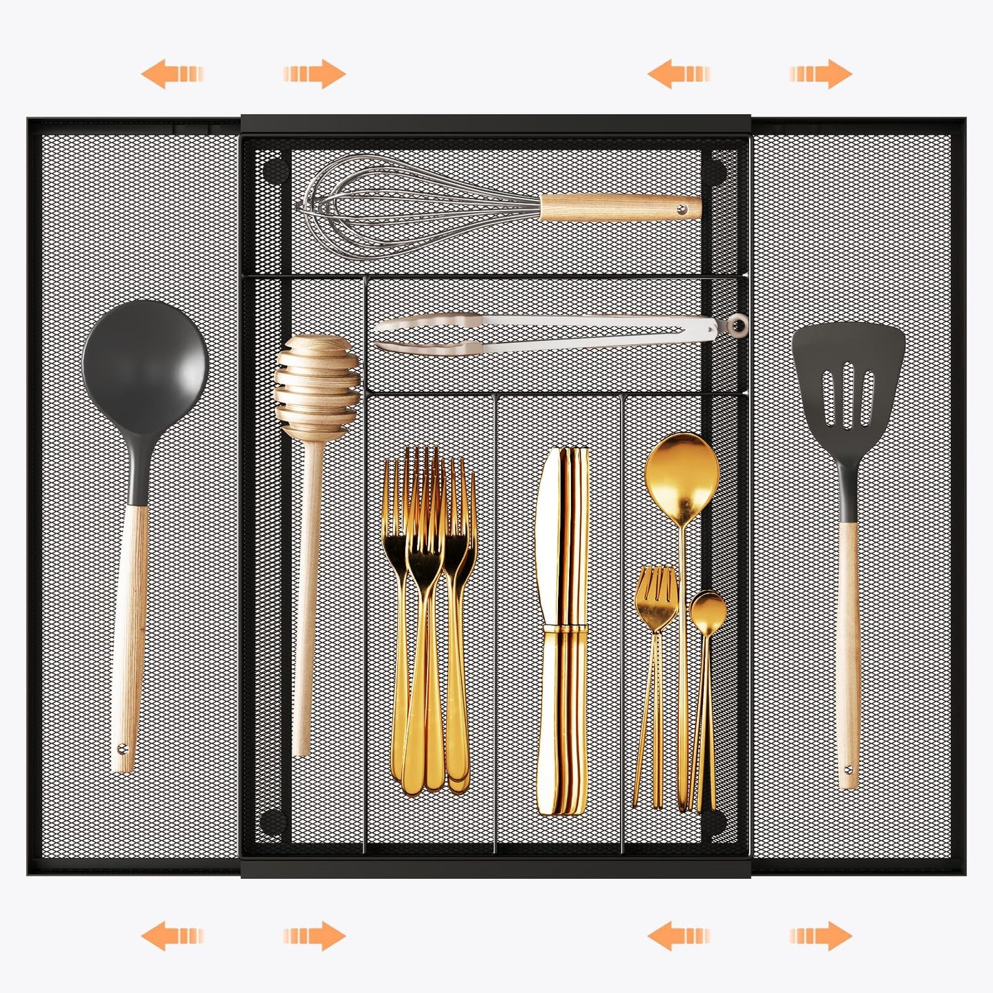 Sedegn mesh silverware tray for drawer: 5 Compartments for Easy Sorting