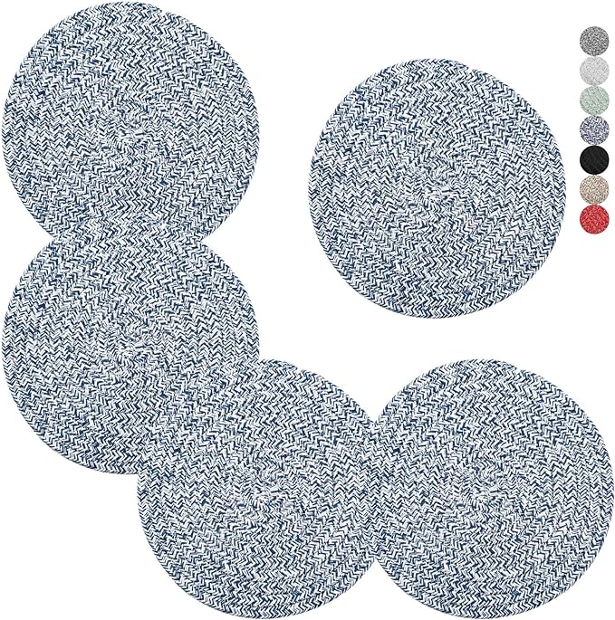 Trivets for Hot Dishes, Pots and Pans, 8 Inches Hot Pads 5 Pcs, Pot Holders for Kitchen, Heat Resistant Mat Protect Counter, Coasters Set Home Essentials Farmhouse Decor (Green)