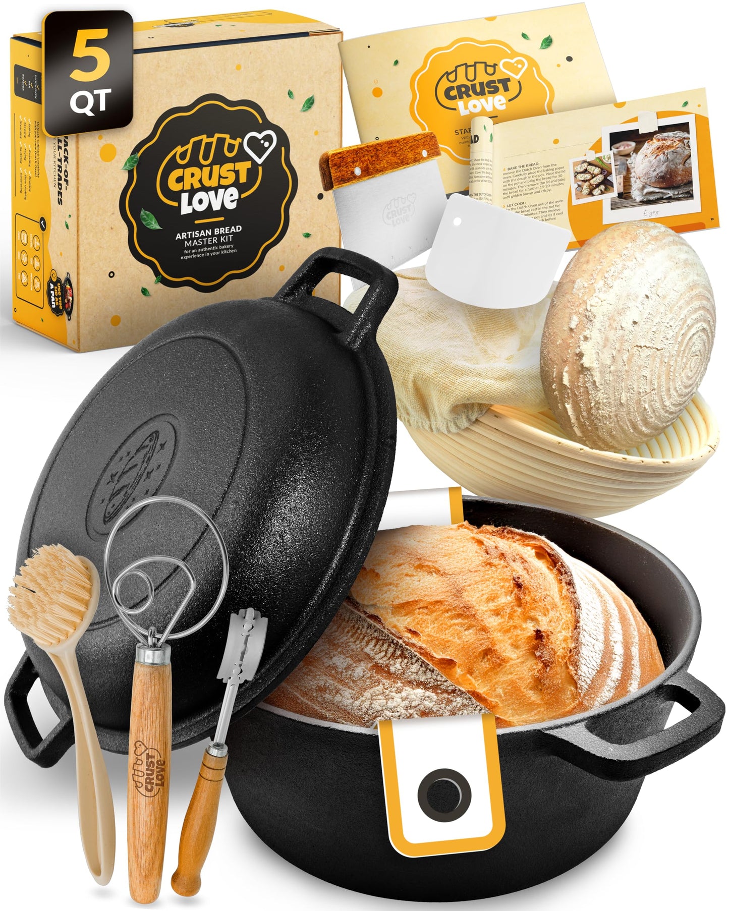 CRUSTLOVE Bread Lame 2-Piece Set for Controlled Dough Scoring with 5 Blades