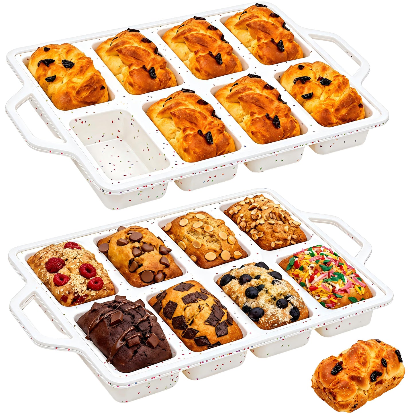Vinino 2 Pack XLarge Nonstick Silicone Loaf Pans 12.5 x 5.5'' for Baking