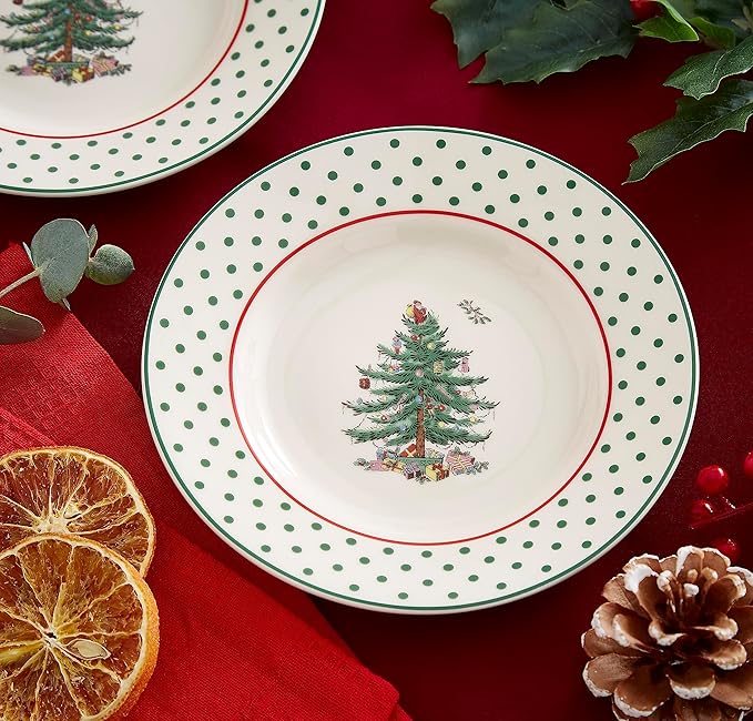 Spode – Christmas Tree – Christmas Tree Polka Dot Tidbit Plates - Set of 4