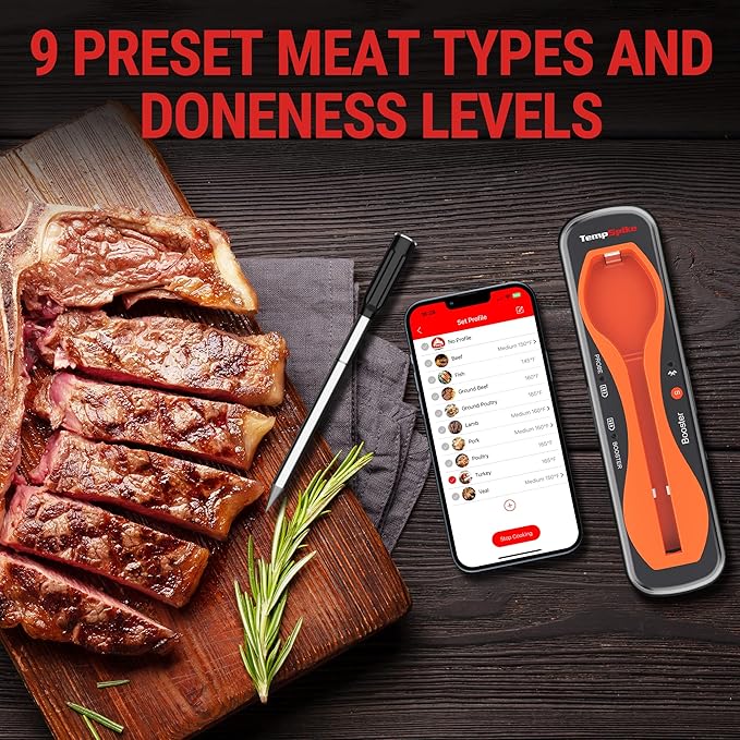 TempPro TempSpike 500 ft Wireless Meat Thermometer Digital for Cooking