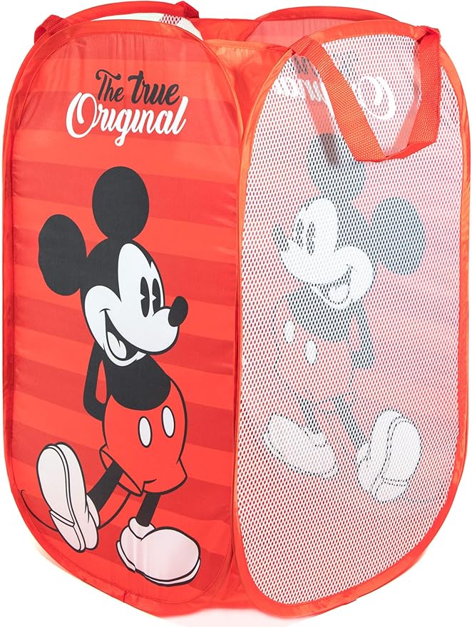 Jay Franco Disney Mickey Mouse Pop Up Hamper - Mesh Laundry Basket/Bag with Durable Handles (Official Disney Product)