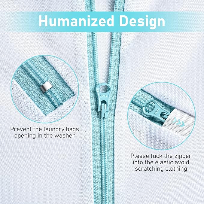 OTraki Large Mesh Laundry Bags 28x35 inch Zipper Mesh Lingerie Bags for Washing Delicates Net Laundry Mesh Bag Machine Washable for Dorm Hotel Camp Don't Drying, Melting 140-176℉, White