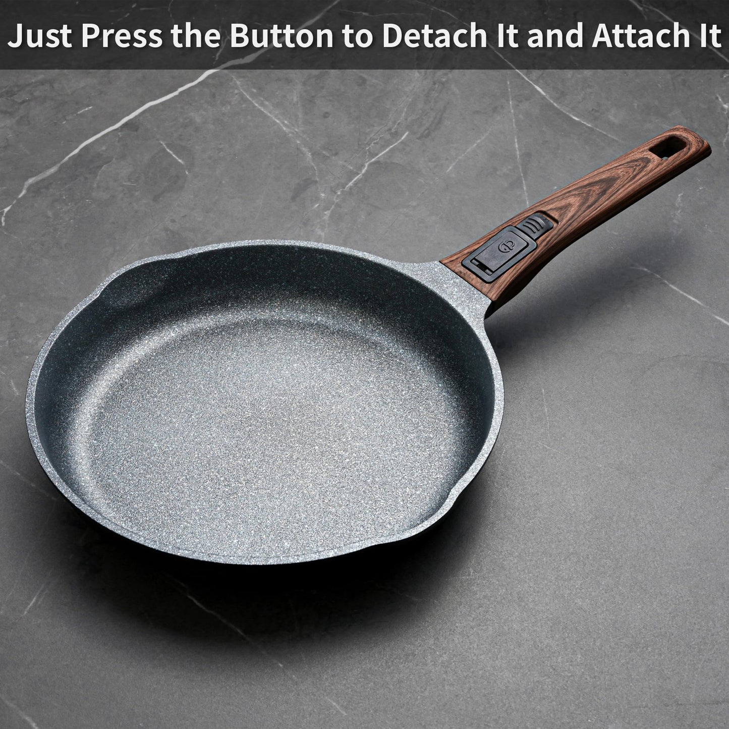 Bakoniion 10 Inch and 12.5 Inch Smart Nonstick Frying Pan Set with Removable Handles,Cast Aluminum and Anti-Scratch Skillets,Compatible with All Stovetops,Dishwasher and Oven Safe