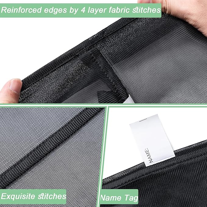 2 Pack Mesh XL Laundry Bags,Machine Washable Dirty Clothes Organizer with Drawstring and ID Tag, Large Laundry Hamper Liner Enough to Laundry Essentials for Travel, Sports(24"x 36",Black)