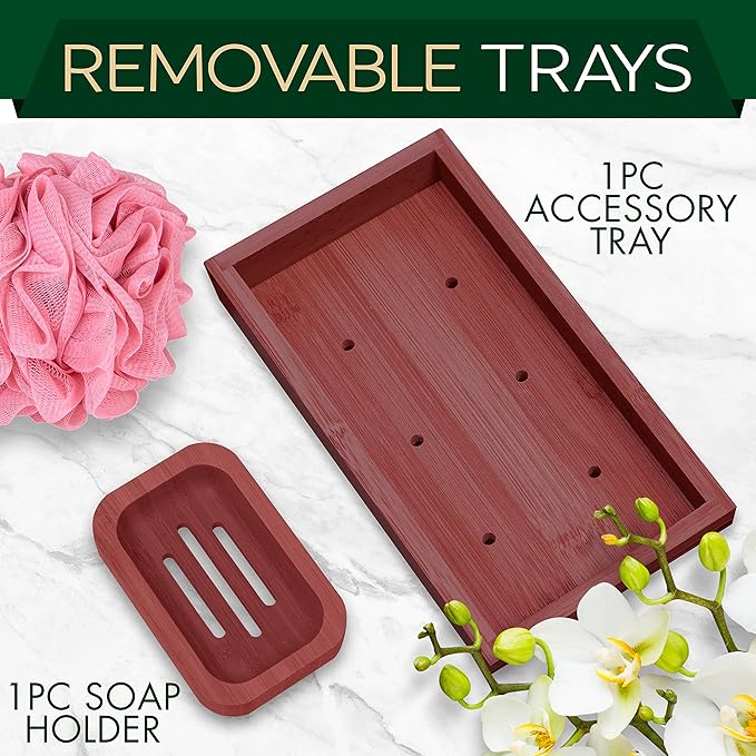 SereneLife Premium Bathtub Tray Caddy with Gift Box and Bow Set, Expandable Bath Tray, Unique House Warming Gifts for Mom, Women, Wedding, Anniversary, Bridal Shower, Fit for All Tub - Stain Brown