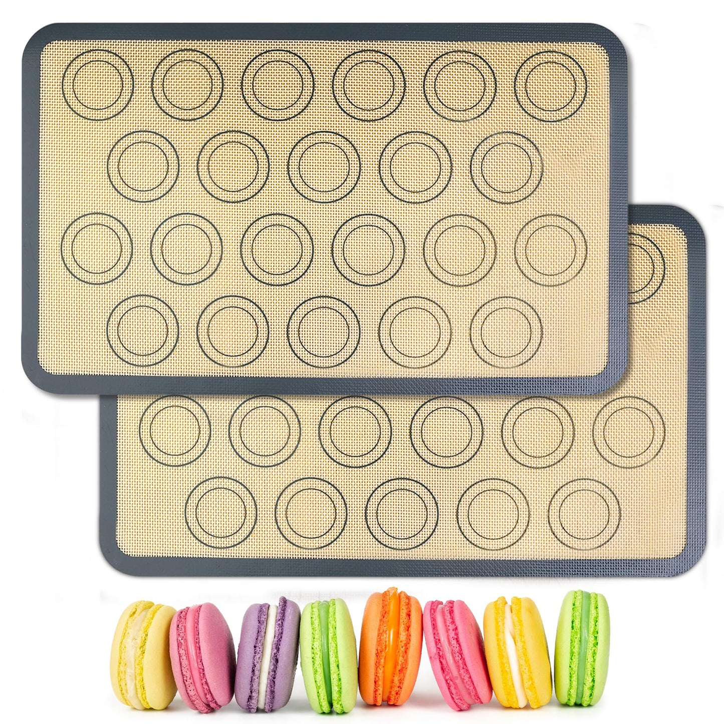 HOOMIL Macaron Silicone Baking Mats, 16.5 x 11.6 Inch, 2-Pack