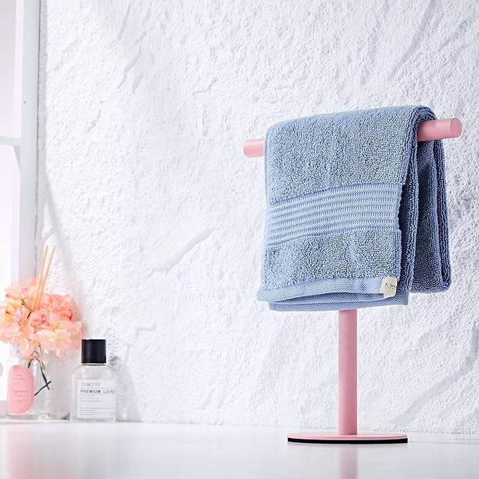 Pink Bathroom Hand Towel Holder Stand，T-Shape Hand Towel Holder Stand SUS304 Stainless Steel for Bathroom，Kitchen or Vanity Countertop