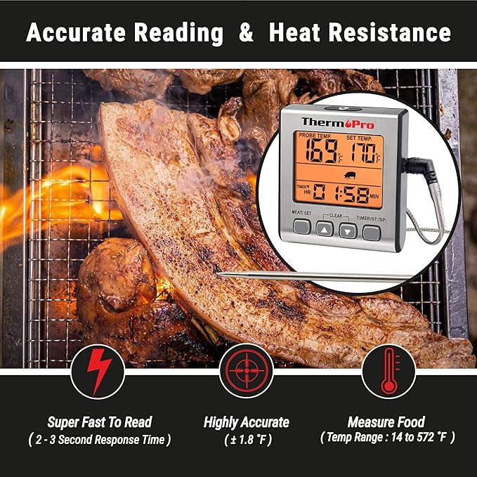 TempPro TempTrack Digital Meat Thermometer for Cooking and Grilling