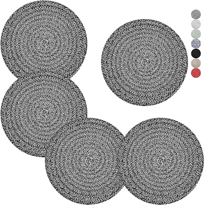 Trivets for Hot Dishes, Pots and Pans, 8 Inches Hot Pads 5 Pcs, Pot Holders for Kitchen, Heat Resistant Mat Protect Counter, Coasters Set Home Essentials Farmhouse Decor (Green)