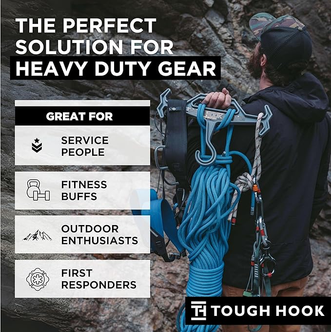 Tough Hook Original Heavy Duty Hangers – The Superhero of Hangers USA-Made, Anti-Slip ABS Resin Tactical Hanger for Police Gear, Scuba Gear & Dive BCD – DuraResin 200-lb Cap Wetsuit Hanger, 1 Foliage