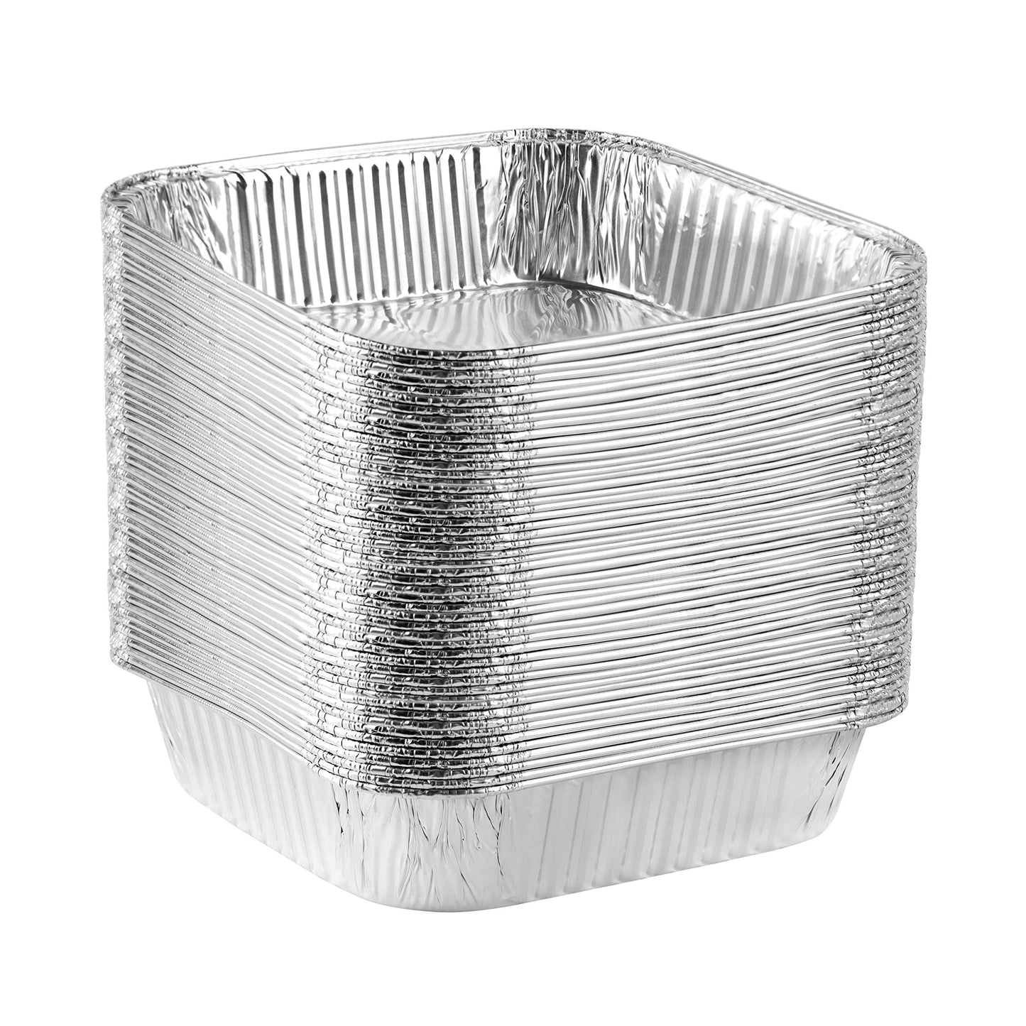 PLASTICPRO Disposable 8'' X 8'' X 2'' Inch Square Aluminum Tin Foil Baking Pans Bakeware - Cookware Perfect for Baking Cakes, Breads, Brownies, Bread, Meatloaf, Lasagna, Pack of 10