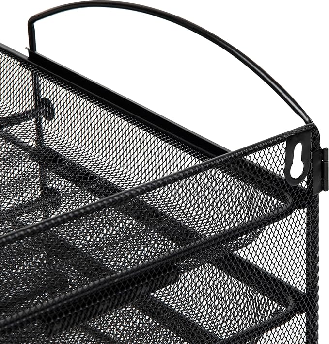Mind Reader 4-Tier Paper Tray, File Storage, Desktop Organizer, Wall Mountable, File Organization, Metal Mesh, Black