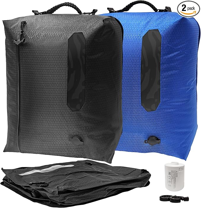 ZPO Travel Vacuum Bags with Pump, IP68 Waterproof Reusable Vacuum Compression Travel Bag with Transparent Window, Reusable Airless Vacuum Kit for Clothes, Backpacks & Suitcases (2 PC+PUMP)