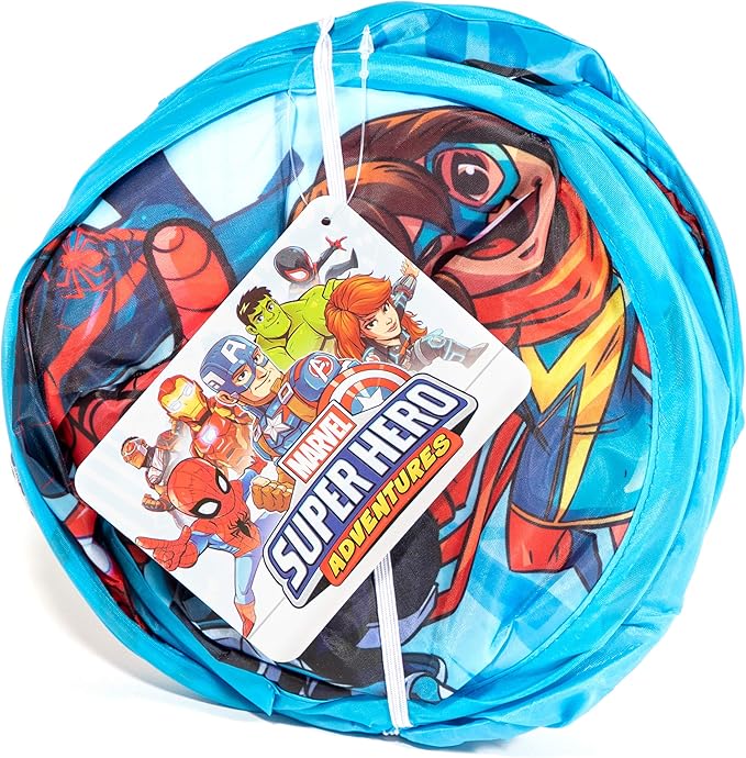 Jay Franco Marvel Super Hero Adventures Pop Up Hamper - Mesh Laundry Basket/Bag with Durable Handles - Features Spiderman, Iron Man, Captain America & Thor (Official Marvel Product)