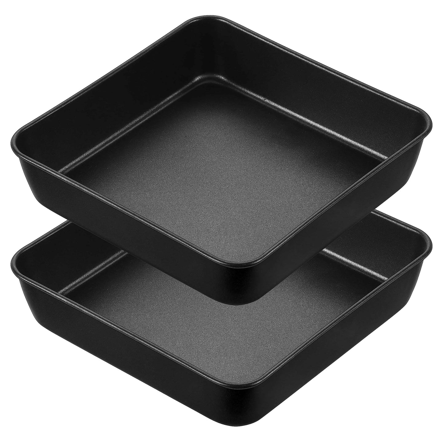 Herogo 9 x 9 Baking Pan Set of 2, Black Stainless Steel Square Cake Pan for Lasagna Brownies Casseroles Cakes, Non-Stick & Oven Safe