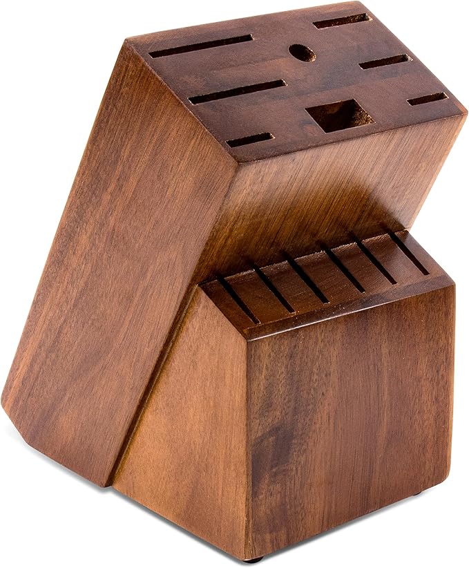Knife Block for Kitchen Countertop - 20 Slot Universal Knife Holder with Acacia Wood, Large Knife Storage Organizer for Butcher Block, Knife Block Storage without Knives, Easy for Knife set